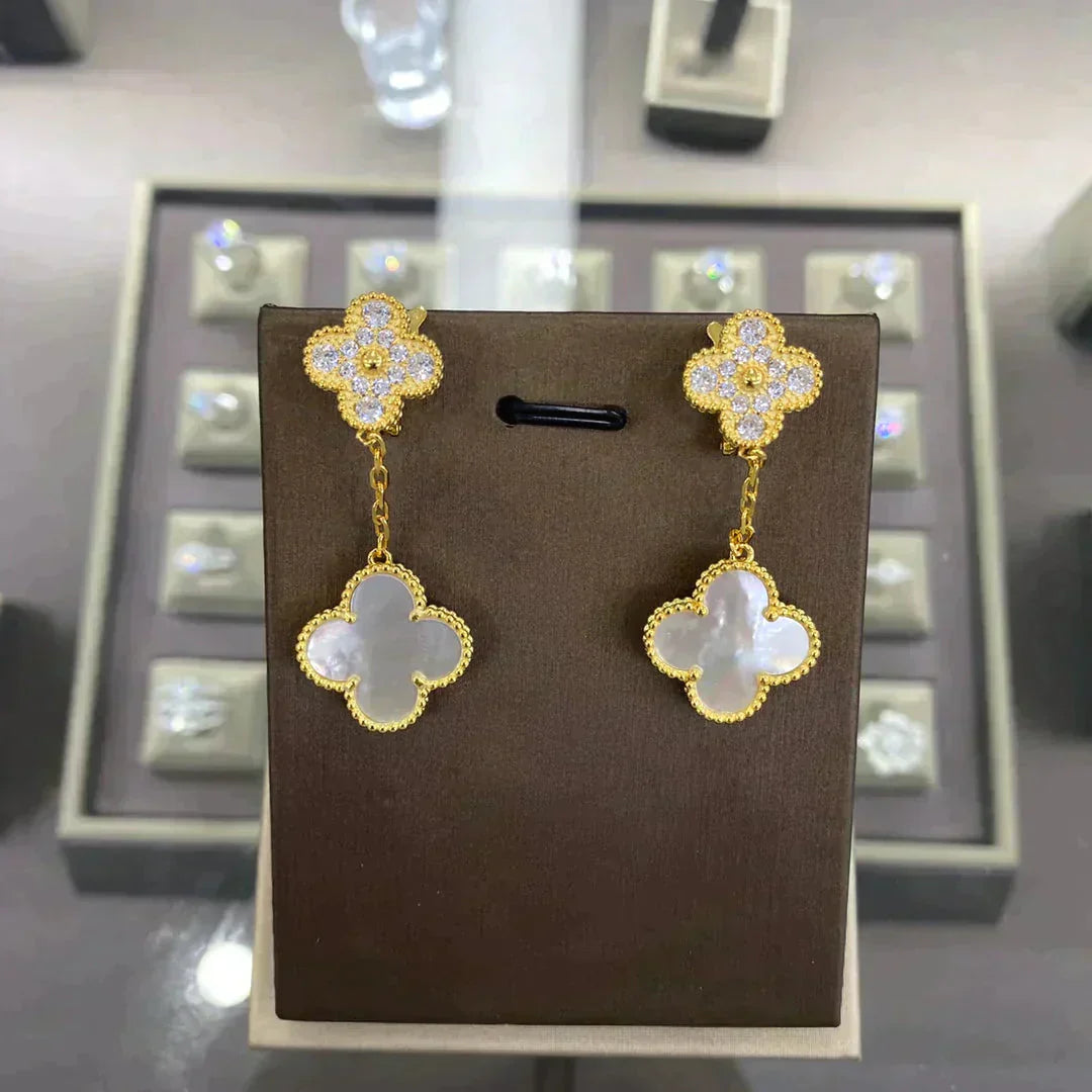 [Lumi Jewellery]CLOVER  2 MOTIFS  DIAMOND  EARRINGS (MULTIPLE CHOICESç´