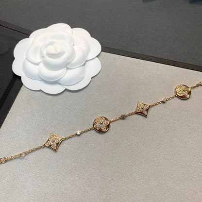 [Lumi Jewellery]STAR AND SUN 4 MOTIFS GOLD DIAMONDS BRACELET