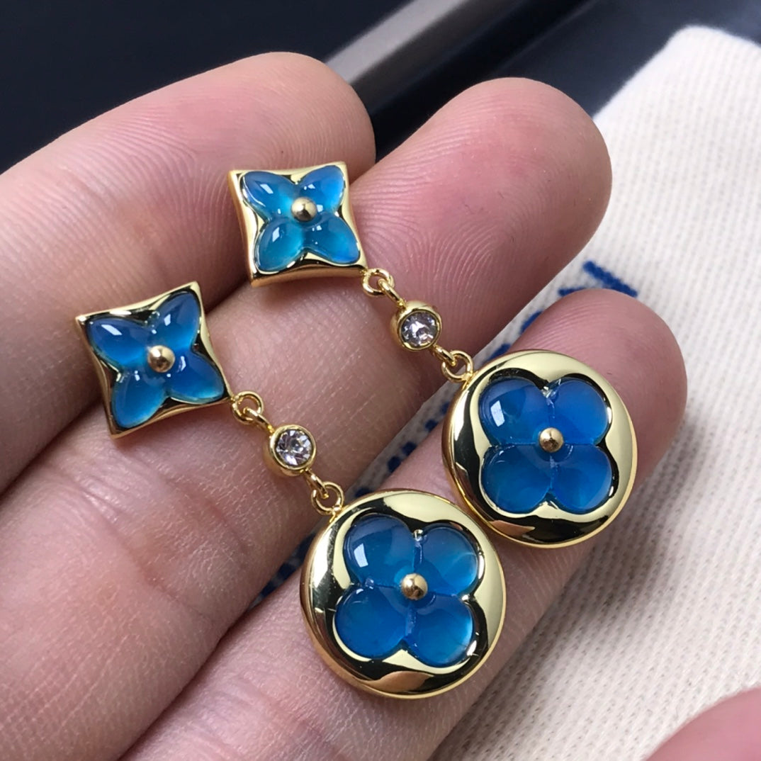 [Lumi Jewellery]STAR AND SUN AGATE DIAMOND EARRINGS