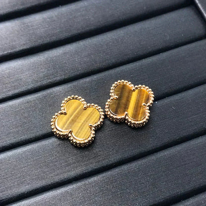 [Lumi Jewellery]CLOVER MEDIUM 1 MOTIFS TIGER EYE EARRINGS