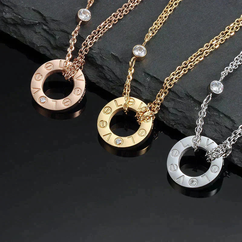 [Lumi Jewellery]LOVE NECKLACE 16MM 2 DIAMONDS
