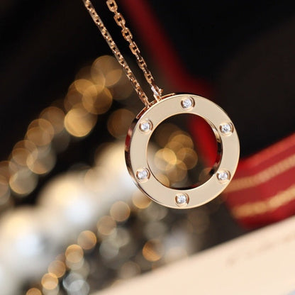 [Lumi Jewellery]LOVE NECKLACE 16MM 6 DIAMONDS PINK GOLD