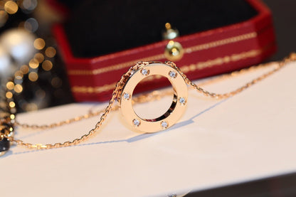 [Lumi Jewellery]LOVE NECKLACE 16MM 6 DIAMONDS PINK GOLD