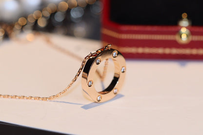 [Lumi Jewellery]LOVE NECKLACE 16MM 6 DIAMONDS PINK GOLD