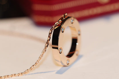 [Lumi Jewellery]LOVE NECKLACE 16MM 6 DIAMONDS PINK GOLD