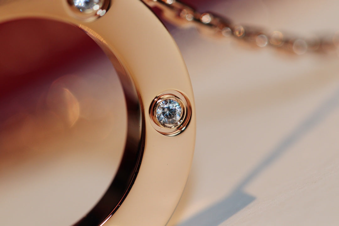 [Lumi Jewellery]LOVE NECKLACE 16MM 6 DIAMONDS PINK GOLD