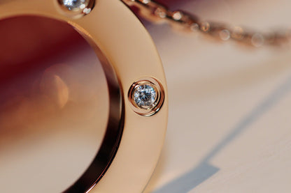 [Lumi Jewellery]LOVE NECKLACE 16MM 6 DIAMONDS PINK GOLD