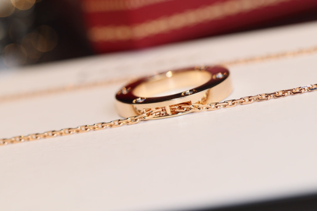 [Lumi Jewellery]LOVE NECKLACE 16MM 6 DIAMONDS PINK GOLD