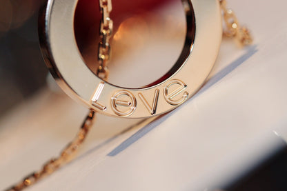 [Lumi Jewellery]LOVE NECKLACE 16MM 6 DIAMONDS PINK GOLD