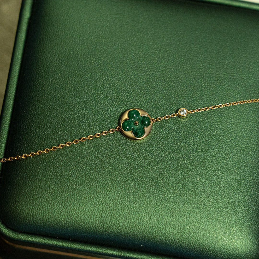 [Lumi Jewellery]SUN MALACHITE 1 DIAMOND PINK GOLD BRACELET