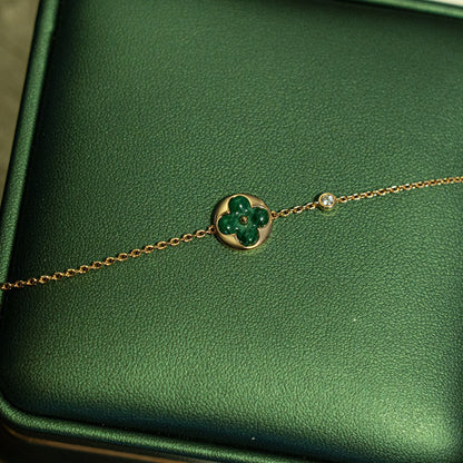 [Lumi Jewellery]SUN MALACHITE 1 DIAMOND PINK GOLD BRACELET