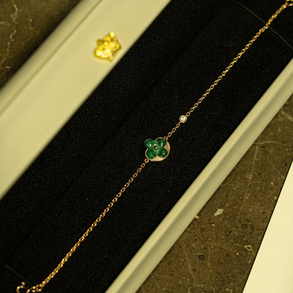 [Lumi Jewellery]SUN MALACHITE 1 DIAMOND PINK GOLD BRACELET