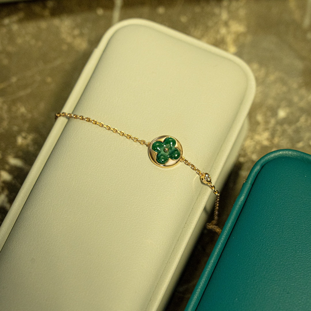 [Lumi Jewellery]SUN MALACHITE 1 DIAMOND PINK GOLD BRACELET