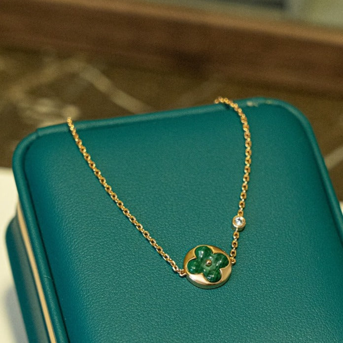[Lumi Jewellery]SUN MALACHITE 1 DIAMOND PINK GOLD BRACELET