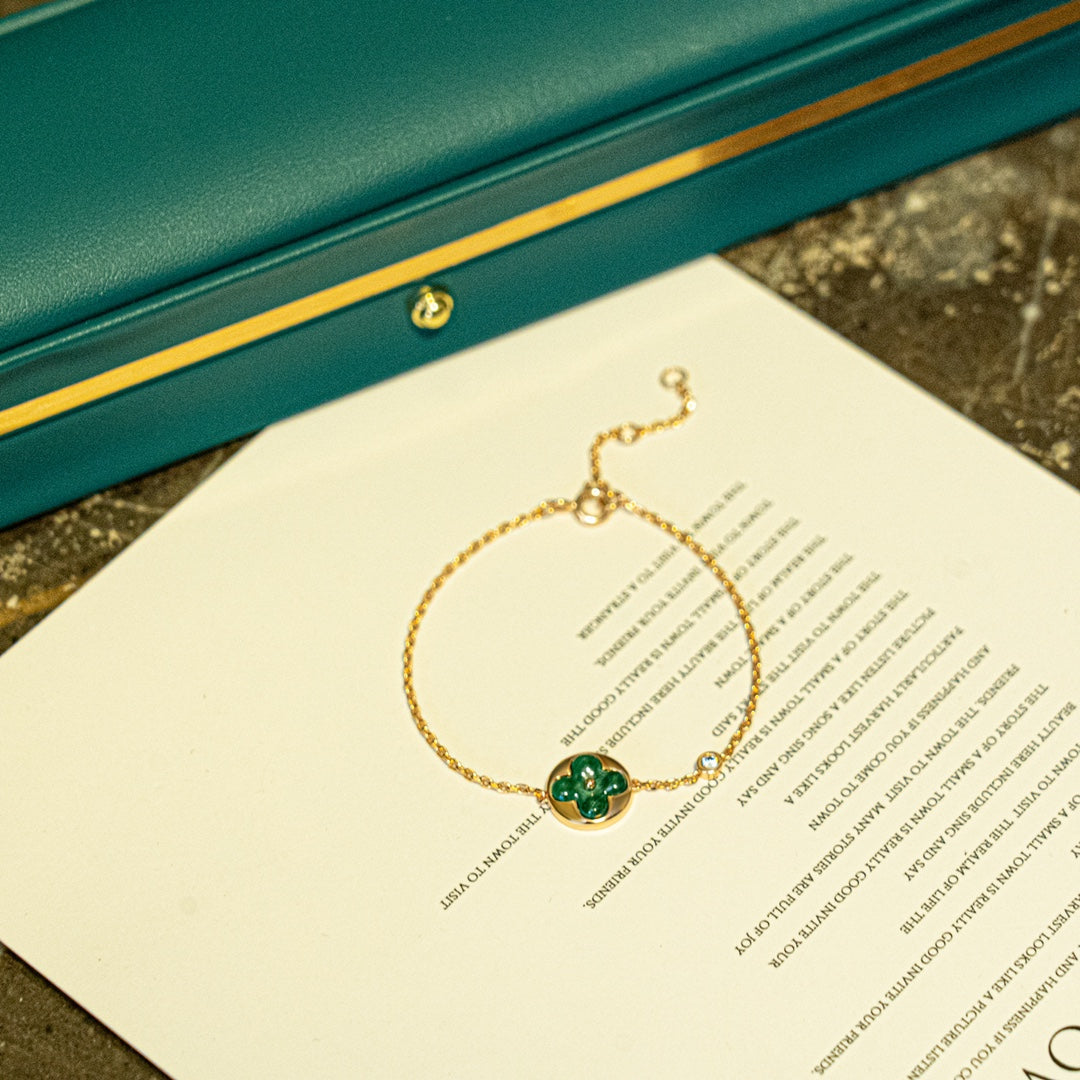 [Lumi Jewellery]SUN MALACHITE 1 DIAMOND PINK GOLD BRACELET
