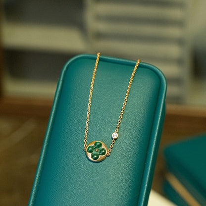 [Lumi Jewellery]SUN MALACHITE 1 DIAMOND PINK GOLD BRACELET