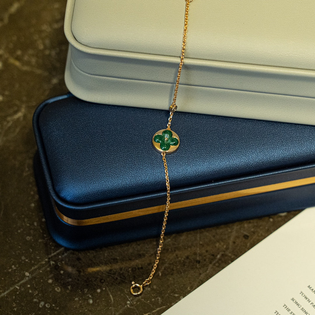 [Lumi Jewellery]SUN MALACHITE 1 DIAMOND PINK GOLD BRACELET