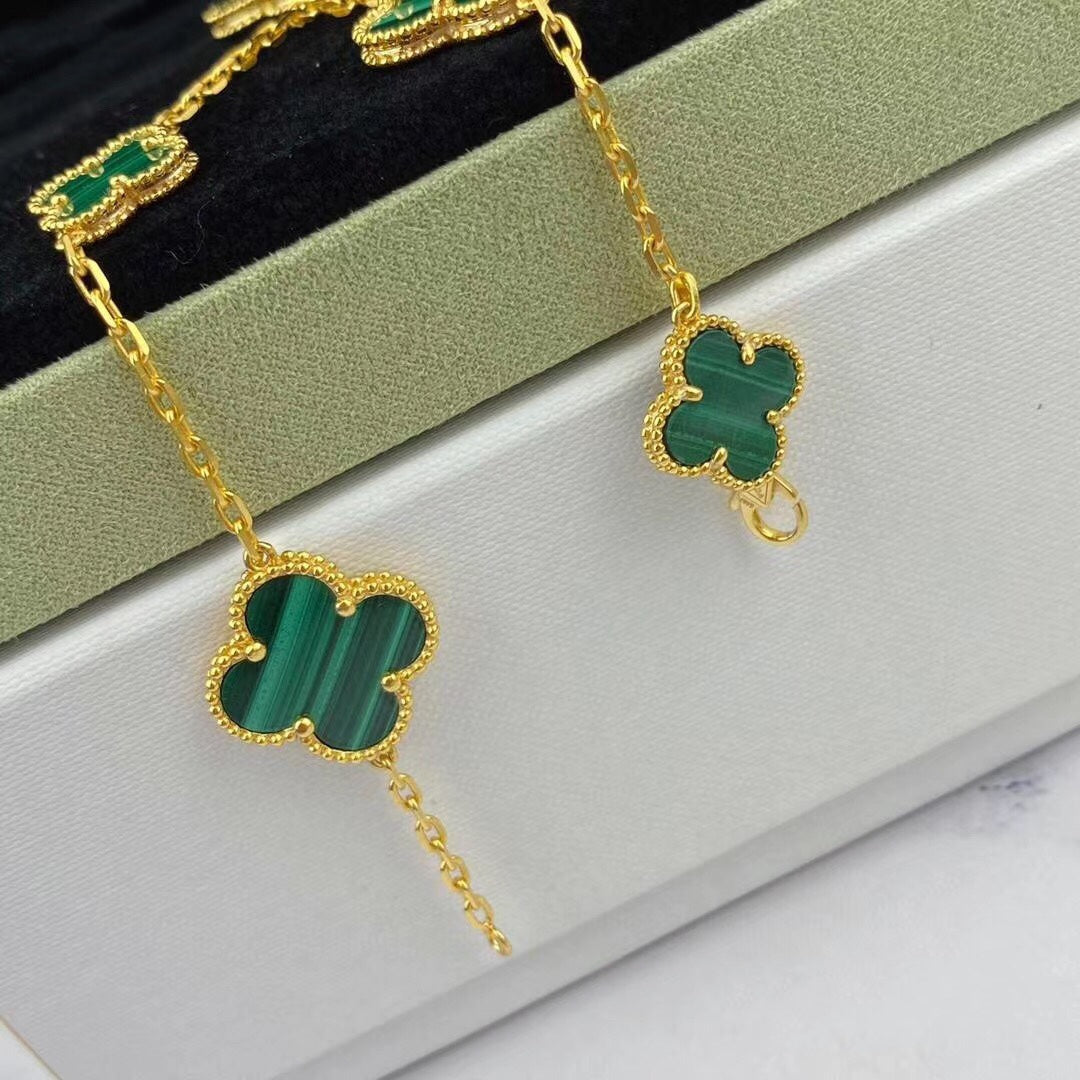 [Lumi Jewellery]MAGIC CLOVER MALACHITE GOLD BRACELET 5 MOTIFS