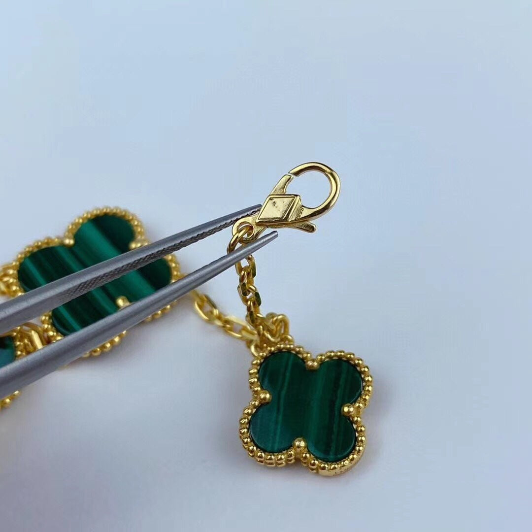 [Lumi Jewellery]MAGIC CLOVER MALACHITE GOLD BRACELET 5 MOTIFS