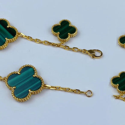 [Lumi Jewellery]MAGIC CLOVER MALACHITE GOLD BRACELET 5 MOTIFS