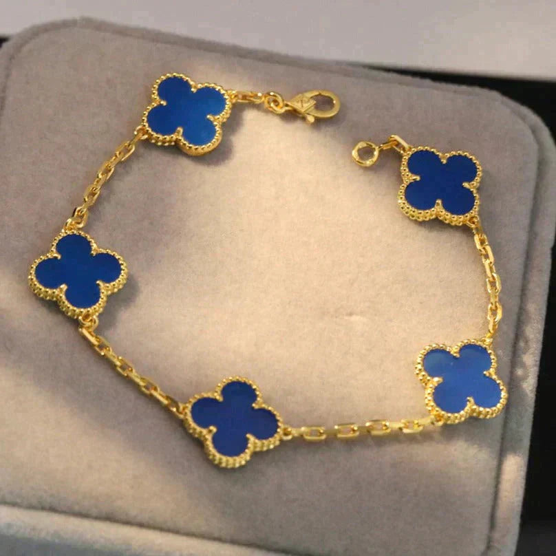 [Lumi Jewellery] CLOVER 5 MOTIF BLUE AGATE BRACELET COLLECTION
