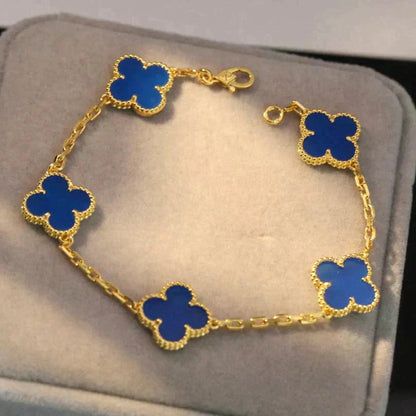 [Lumi Jewellery] CLOVER 5 MOTIF BLUE AGATE BRACELET COLLECTION