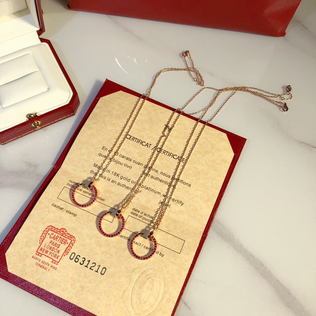 [Lumi Jewellery]JUSTE NECKLACE GOLD RED DIAMONDS