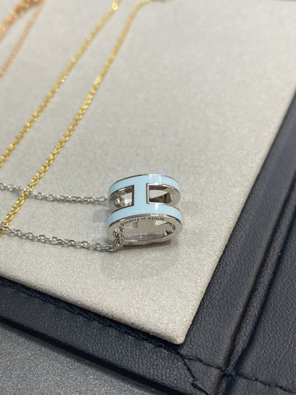 [Lumi Jewellery]POP H LIGHT BLUE NECKLACE