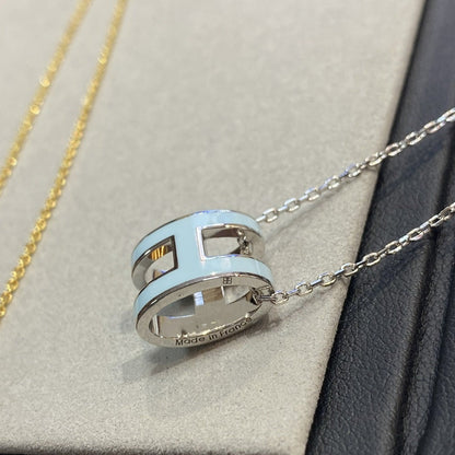 [Lumi Jewellery]POP H LIGHT BLUE NECKLACE
