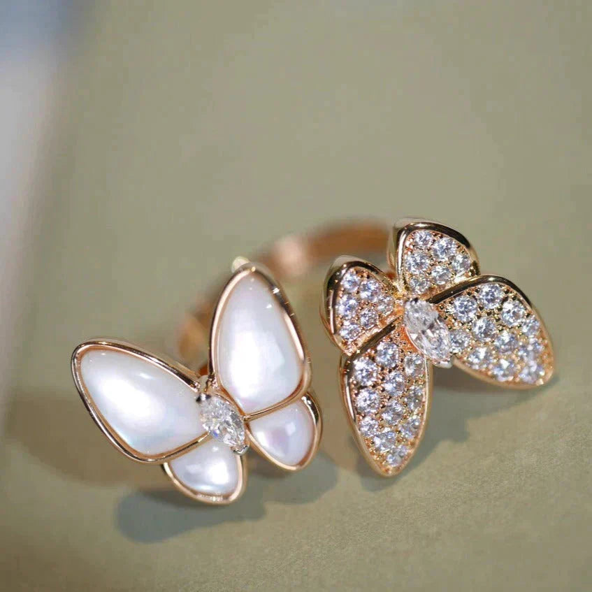 [Lumi Jewellery]TWIN BUTTERFLY DIAMOND MOP RING