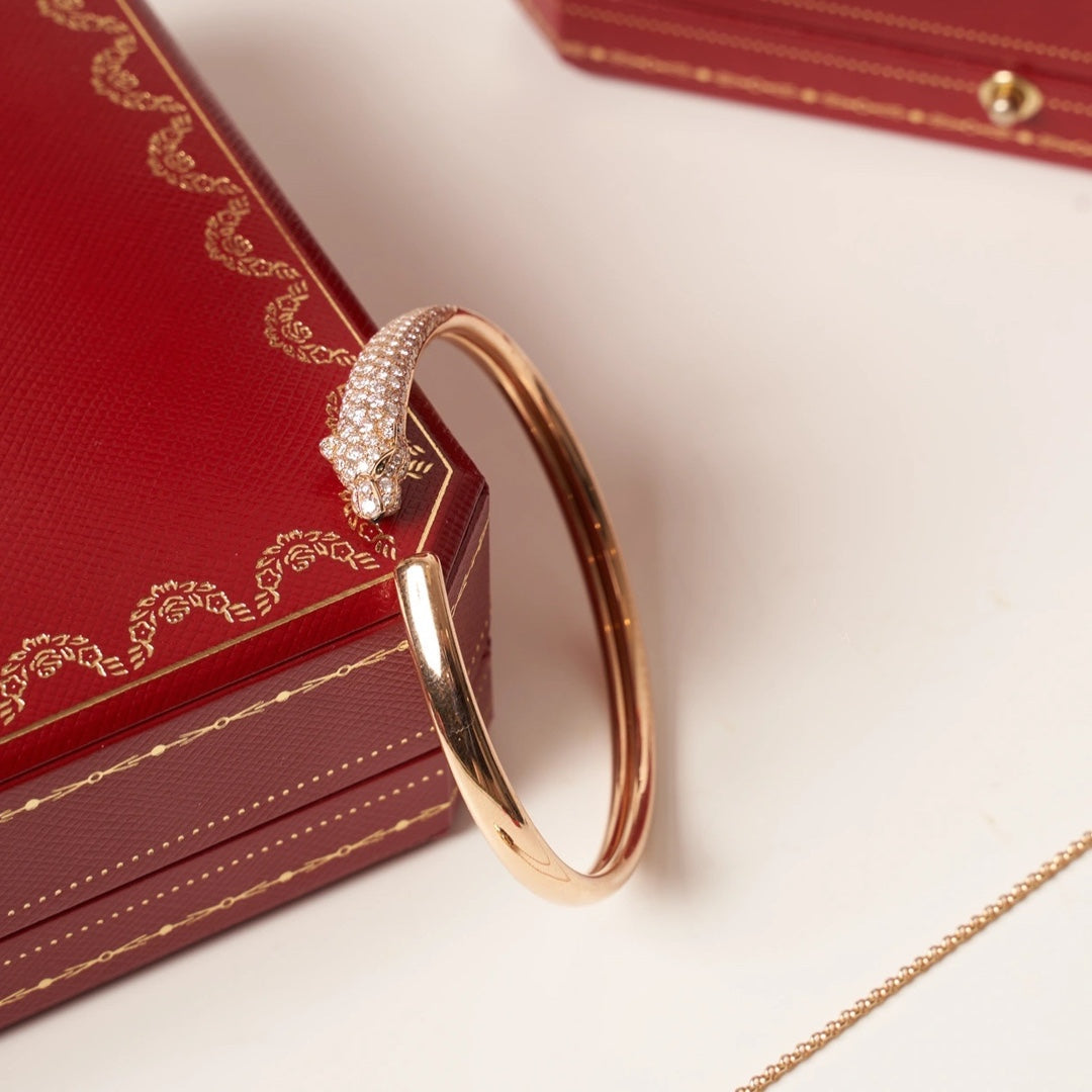 [Lumi Jewellery]PANTHERE ROSE GOLD DIAMOND OPEN BRACELET