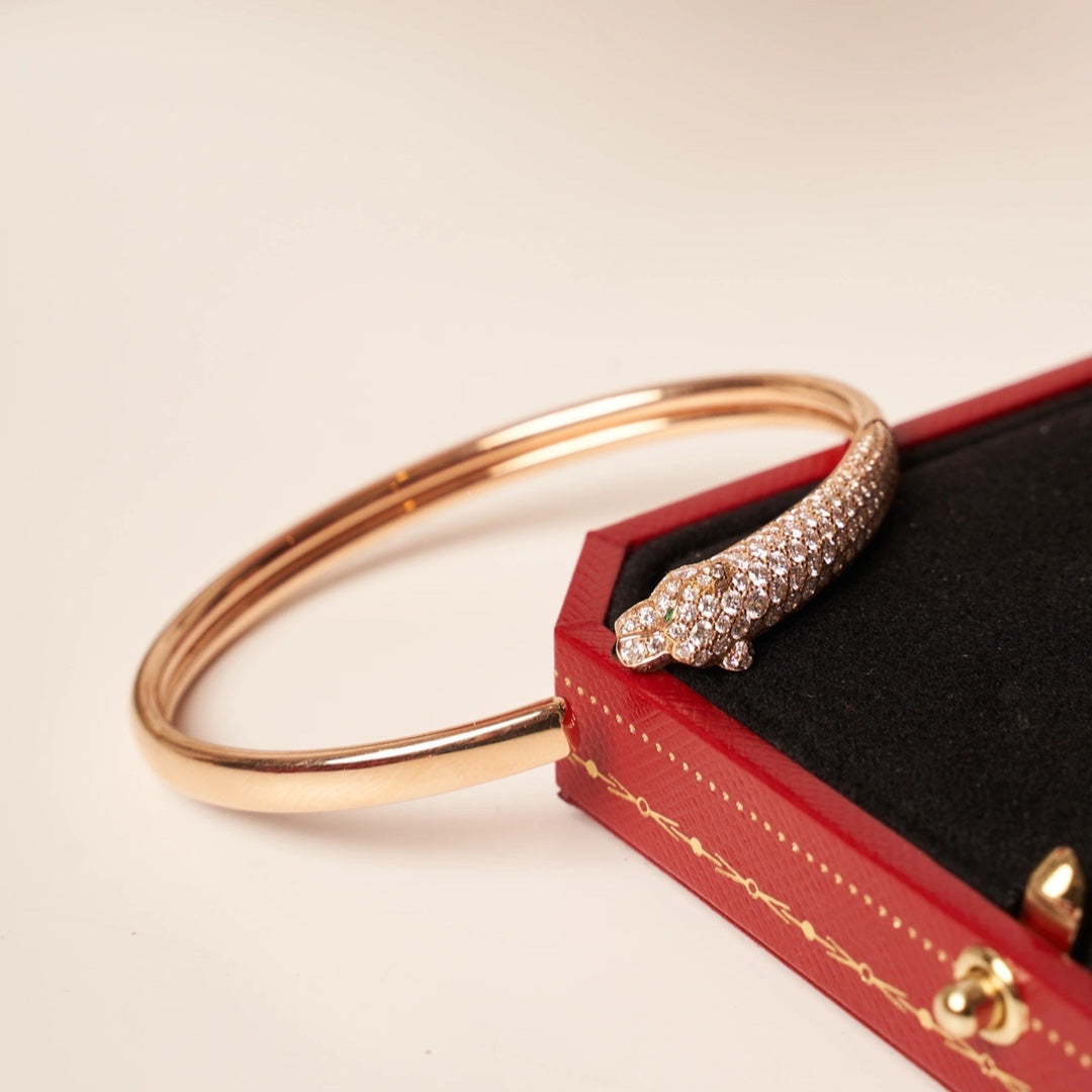 [Lumi Jewellery]PANTHERE ROSE GOLD DIAMOND OPEN BRACELET