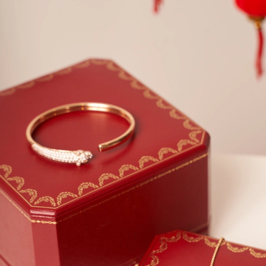 [Lumi Jewellery]PANTHERE ROSE GOLD DIAMOND OPEN BRACELET
