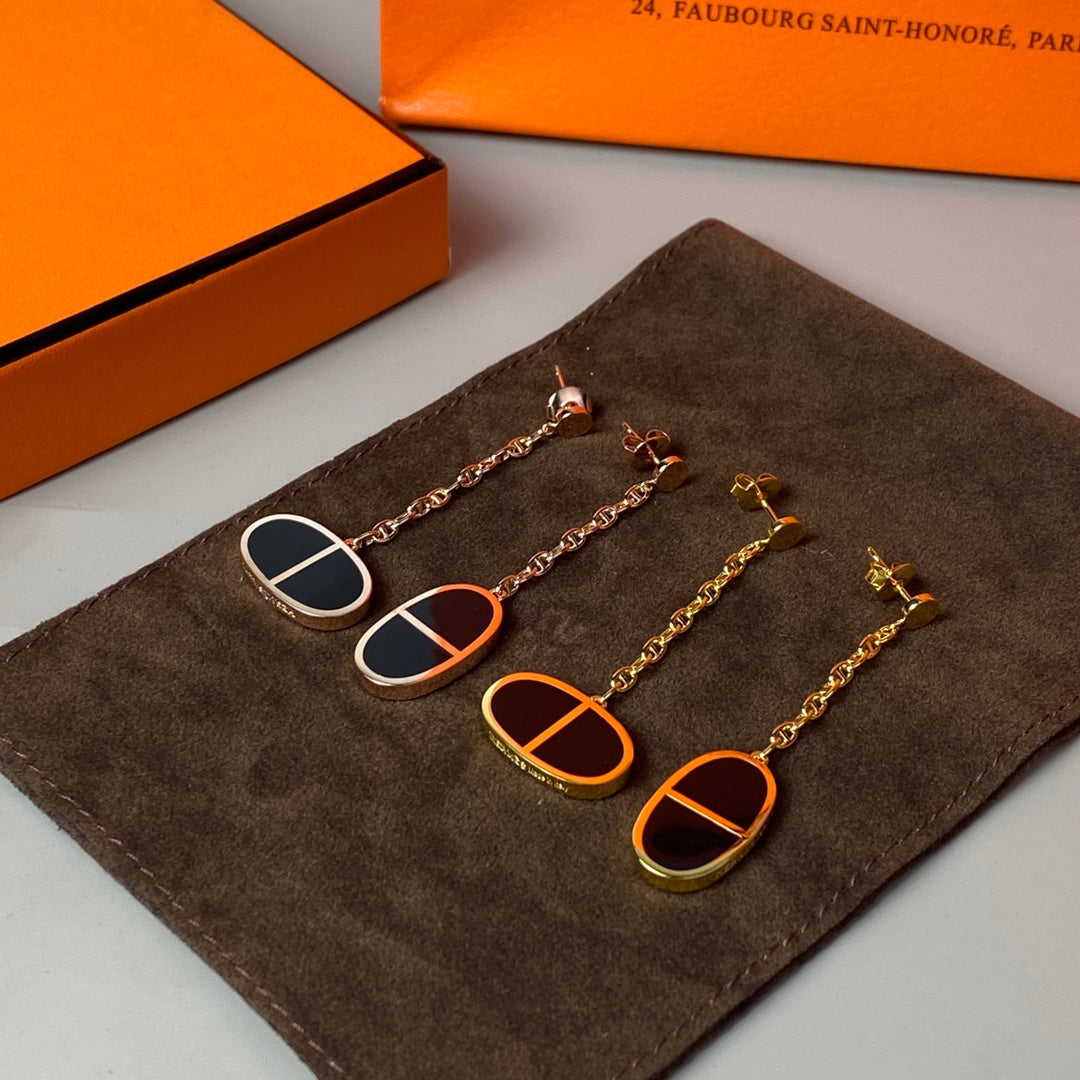 [Lumi Jewellery]CHAINE VERSO BLACK CERAMIC EARRINGS