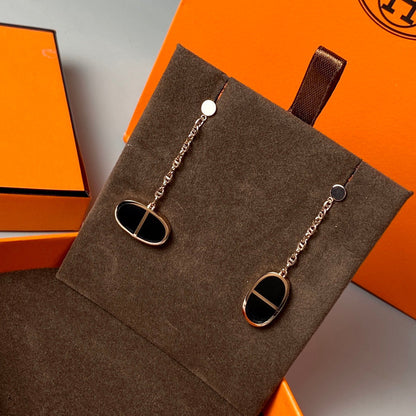 [Lumi Jewellery]CHAINE VERSO BLACK CERAMIC EARRINGS