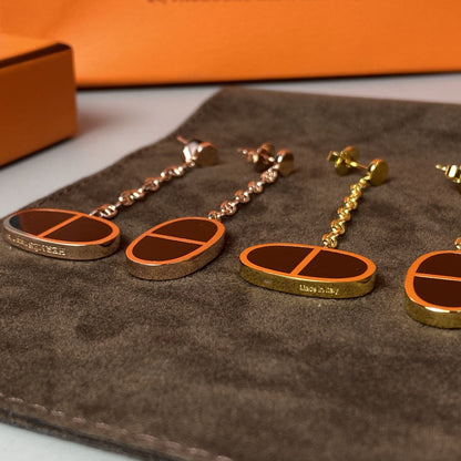 [Lumi Jewellery]CHAINE VERSO BLACK CERAMIC EARRINGS