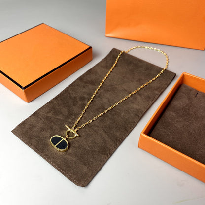 [Lumi Jewellery]CHAINE VERSO BLACK CERAMIC NECKLACE