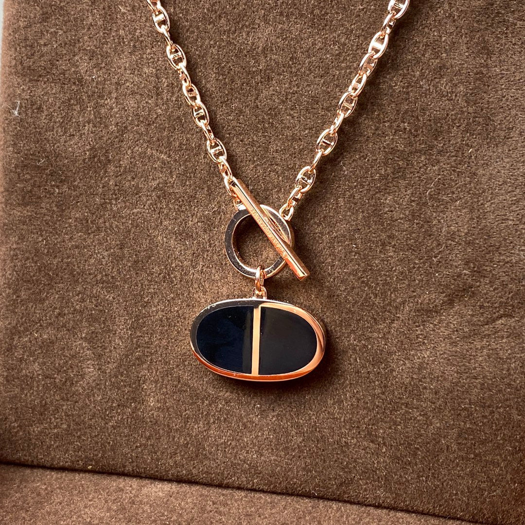[Lumi Jewellery]CHAINE VERSO BLACK CERAMIC NECKLACE