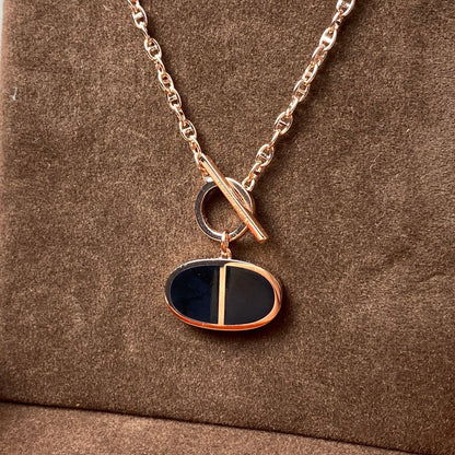 [Lumi Jewellery]CHAINE VERSO BLACK CERAMIC NECKLACE