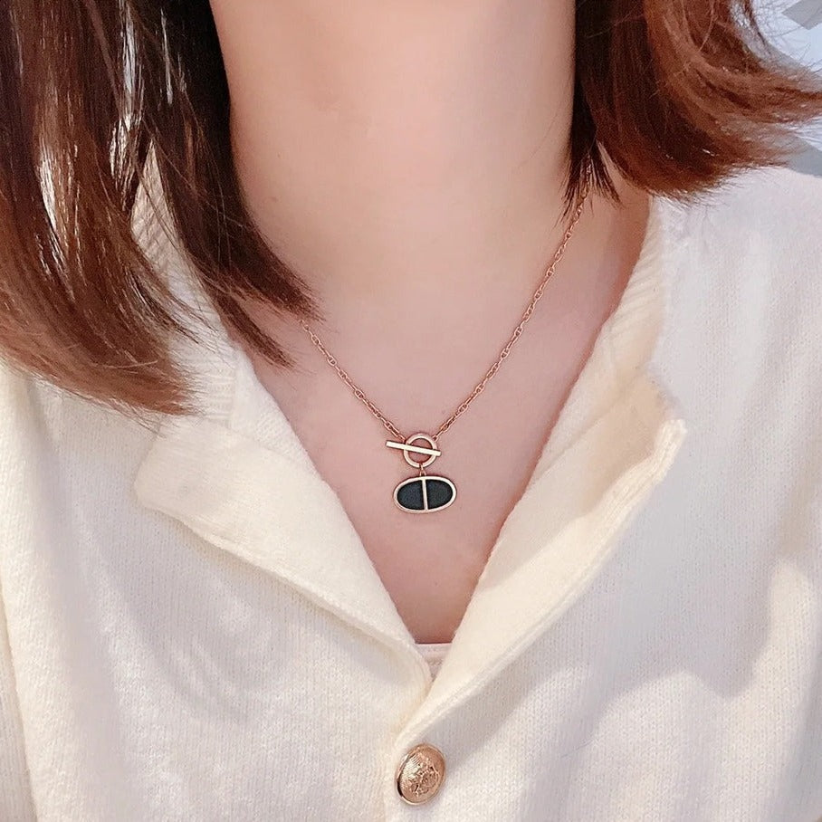 [Lumi Jewellery]CHAINE VERSO BLACK CERAMIC NECKLACE
