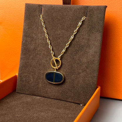 [Lumi Jewellery]CHAINE VERSO BLACK CERAMIC NECKLACE