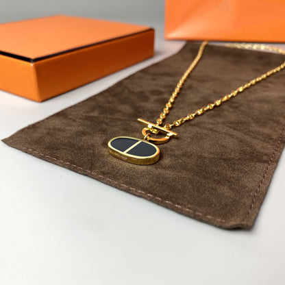 [Lumi Jewellery]CHAINE VERSO BLACK CERAMIC NECKLACE