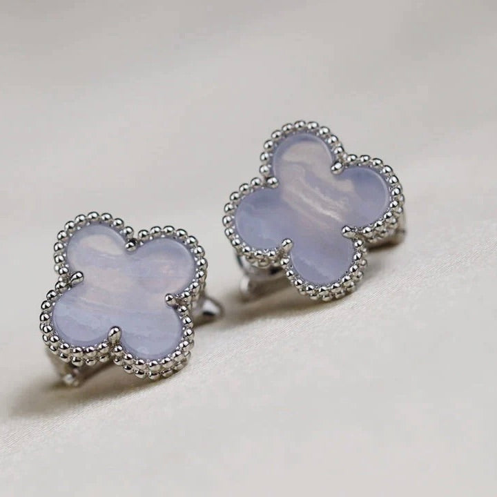 [Lumi Jewellery]CLOVER MEDIUM 1 MOTIFS  WHITE MOP EARRINGS SILVER