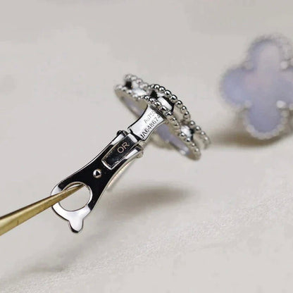[Lumi Jewellery]CLOVER MEDIUM 1 MOTIFS  WHITE MOP EARRINGS SILVER
