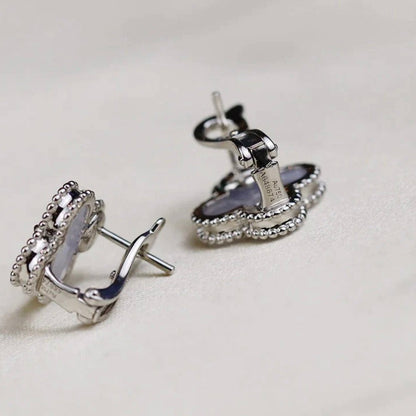 [Lumi Jewellery]CLOVER MEDIUM 1 MOTIFS  WHITE MOP EARRINGS SILVER