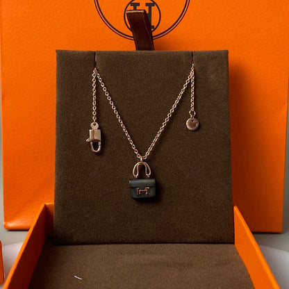 [Lumi Jewellery]CONSTANCE BLACK PEDANT PINK GOLD NECKLACE