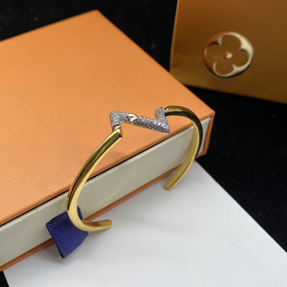 [Lumi Jewellery]VOLTE UPSITE DOWN DIAMOND GOLD OPEN BRACELET