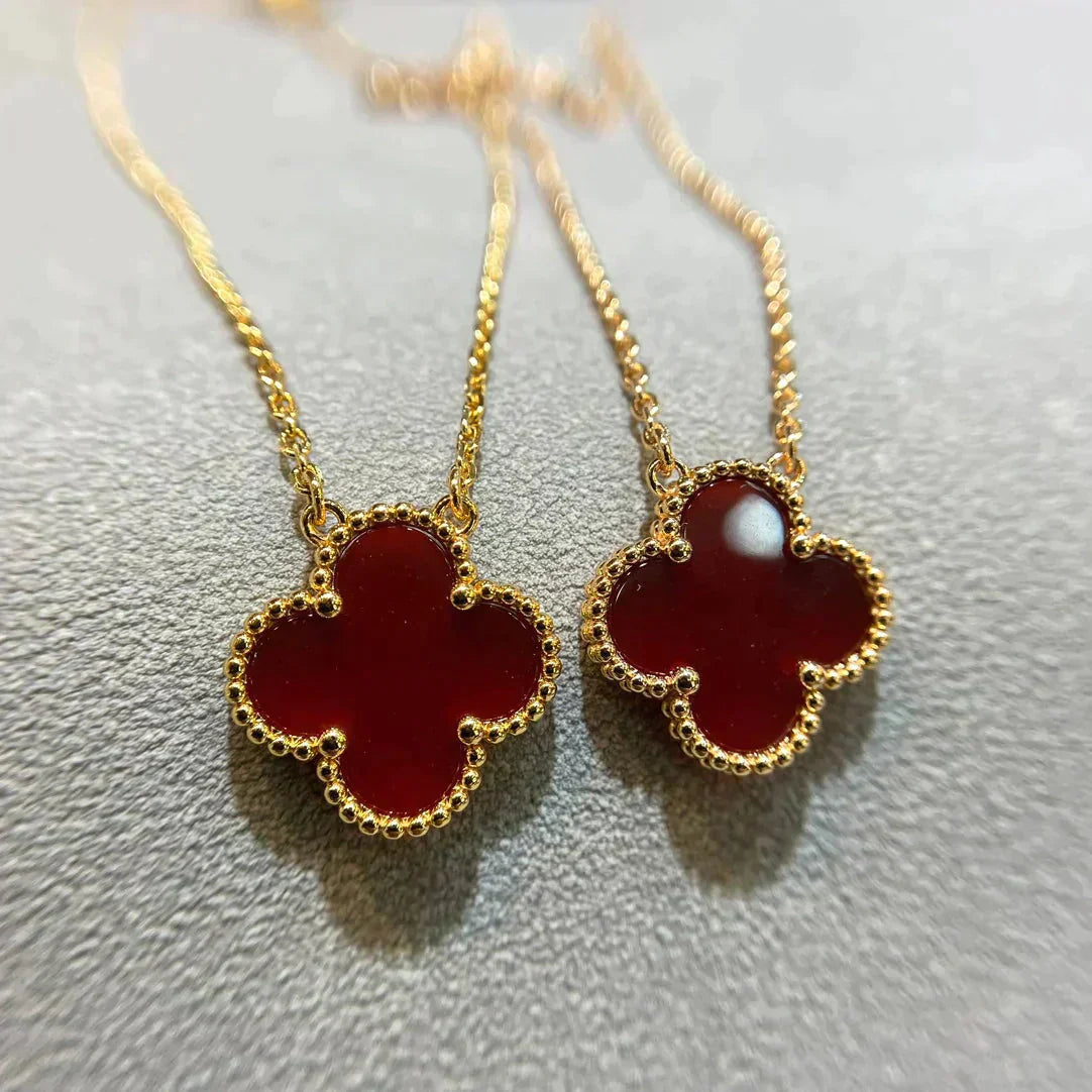 [Lumi Jewellery]CLOVER 15MM CARNELIAN SINGLE FLOWER NECKLACE