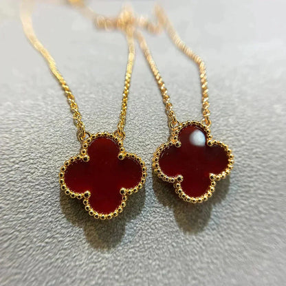 [Lumi Jewellery]CLOVER 15MM CARNELIAN SINGLE FLOWER NECKLACE