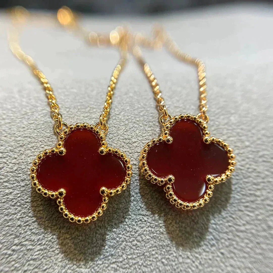 [Lumi Jewellery]CLOVER 15MM CARNELIAN SINGLE FLOWER NECKLACE
